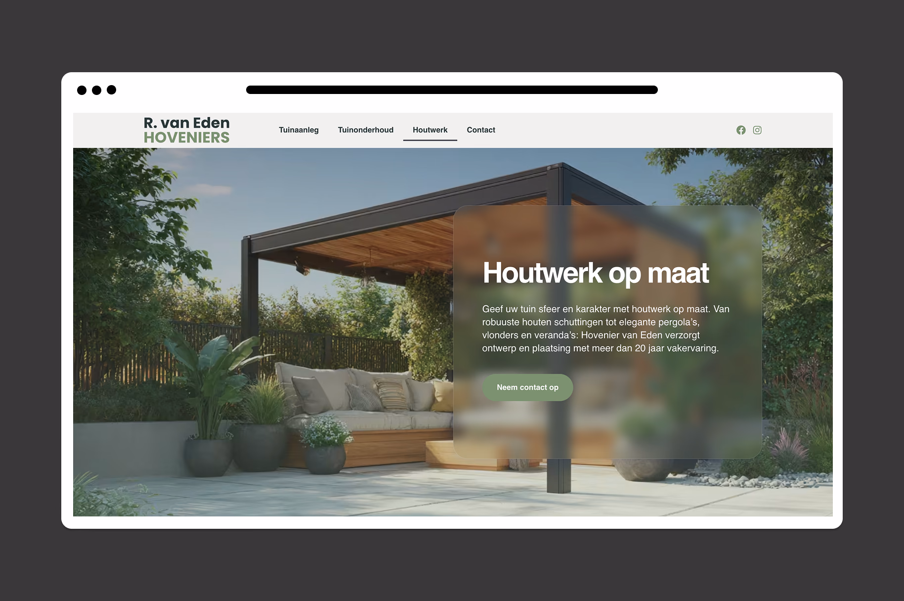 Websiteontwerp met projecten van Hovenier van Eden