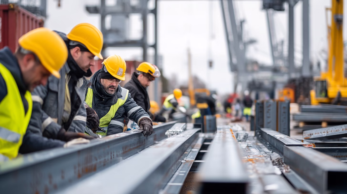 Staalconstructie tijdens een bouwproject